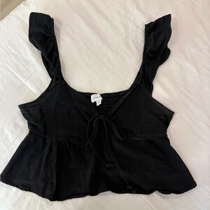 La Hearts Black Ruffled Crop Top